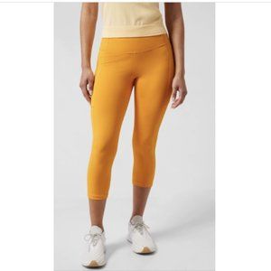 NWT Athleta Radiant Sunrise Yellow Ultimate Stash II Capri Legging Wicking